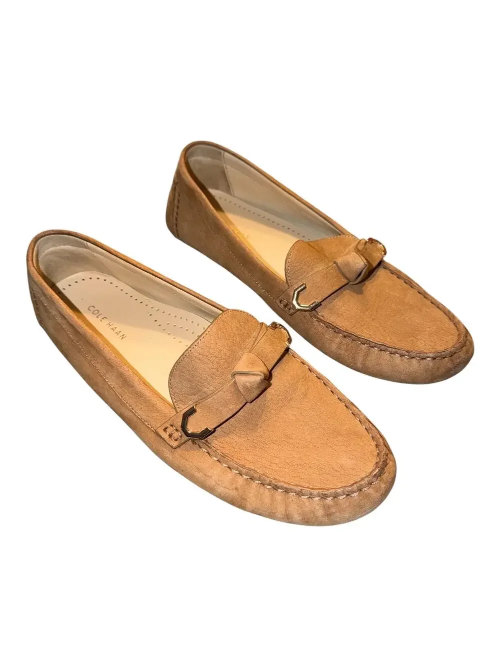 Cole Haan Women’s 8.5 W22636 Evelyn Bow Driver Tan Loafers